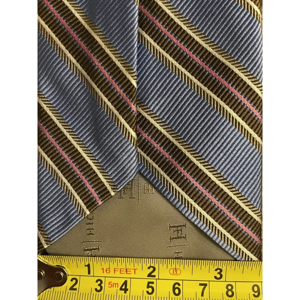 Hickey Freeman Neckwear Tie Blue Brown Diagonal Striped Italy 100% Silk JBHS
